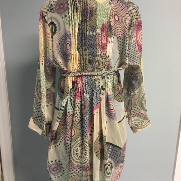 American Rag Sheer Long Sleeve Patterned Tunic - Picture 2 of 10